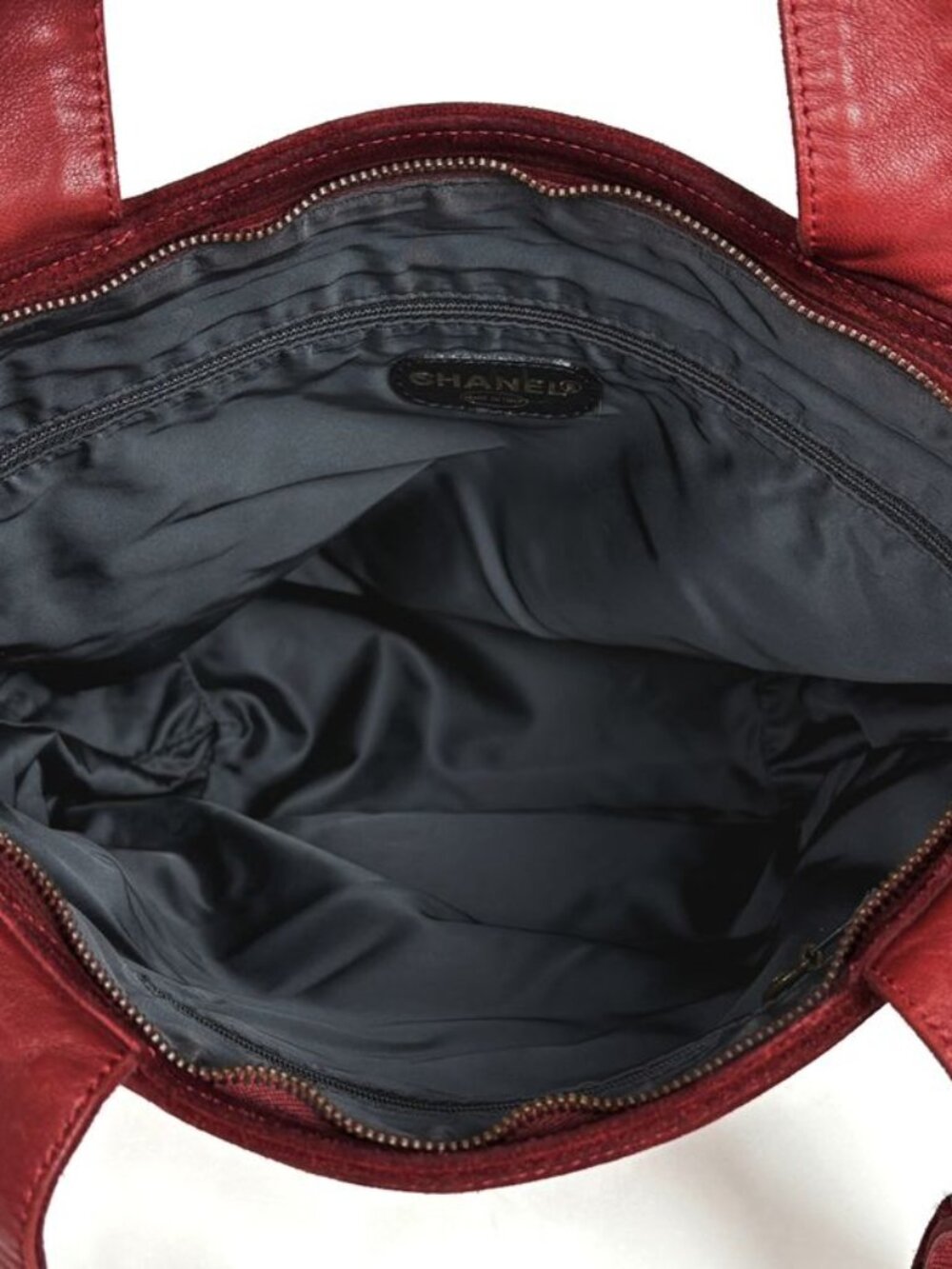 ★SOLD★ Chanel CC Logo Fringe Tote Tassel Shoulder Bag Suede Red - Picture 9 of 10